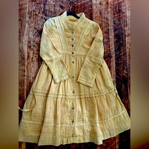 Girls prairie dress.  Vintage look.  Beautiful muted mustard color.